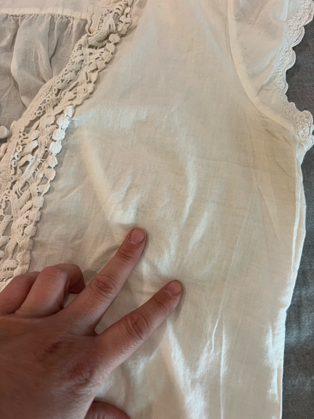 Women’s Cream white Crochet-Trim V-Neck Top - Picture 5 of 6